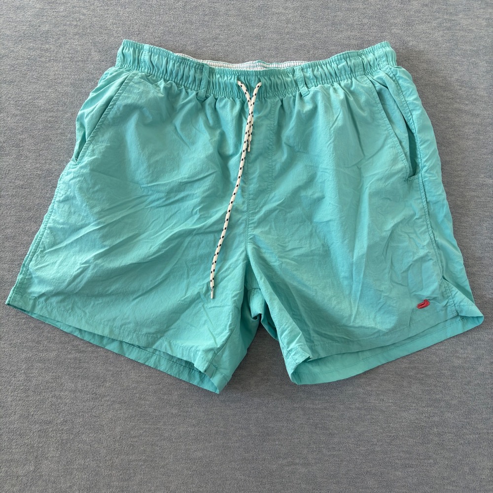 Southern Marsh Mens Swim Trunks Aqua Blue Elastic Waist Cargo Pocket Medium